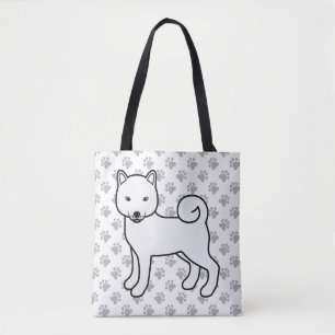 Tote Bag Shiba Inu blanc Chien de dessin animé mignon & pat