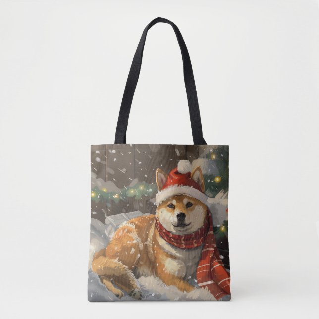 Tote Bag Shiba Inu Chien Festive de Noël (Devant)