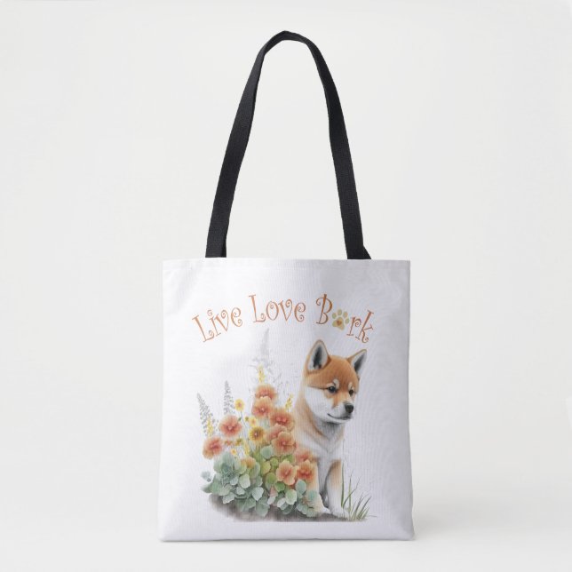 Tote Bag Shiba Inu Chien Maman Florale (Devant)