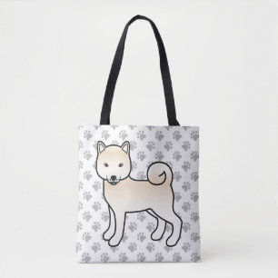 Tote Bag Shiba Inu crème Chien de dessin animé mignon & Pat