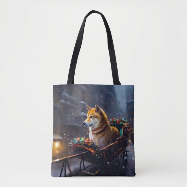 Tote Bag Shiba Inu période de fêtes de Noël  (Devant)