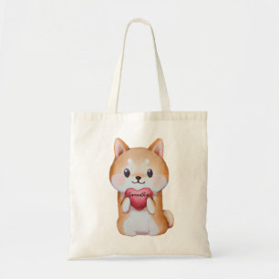 Tote Bag Shiba Inu Tenir Un Coeur