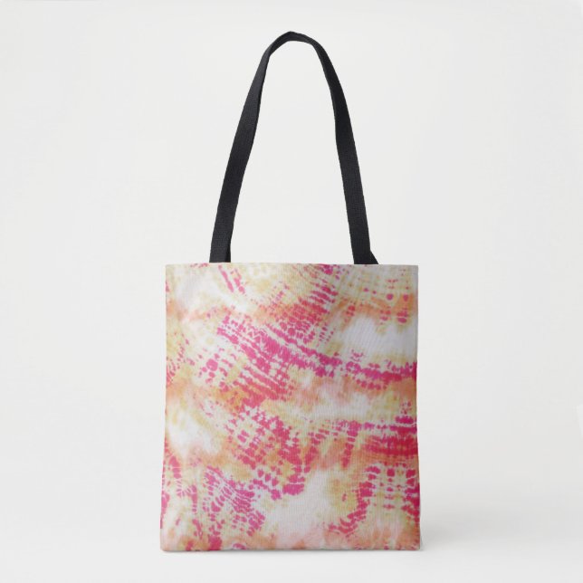 Tote Bag Shibori rose Orange Tie Dye Motif de tissu Boho (Devant)