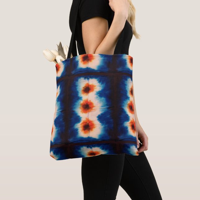 Tote Bag Shibori Tie Dye Fabric Motif Boho (De près)