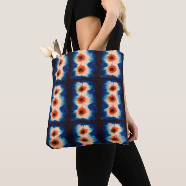 Tote Bag Shibori Tie Dye Fabric Motif Boho (De près)