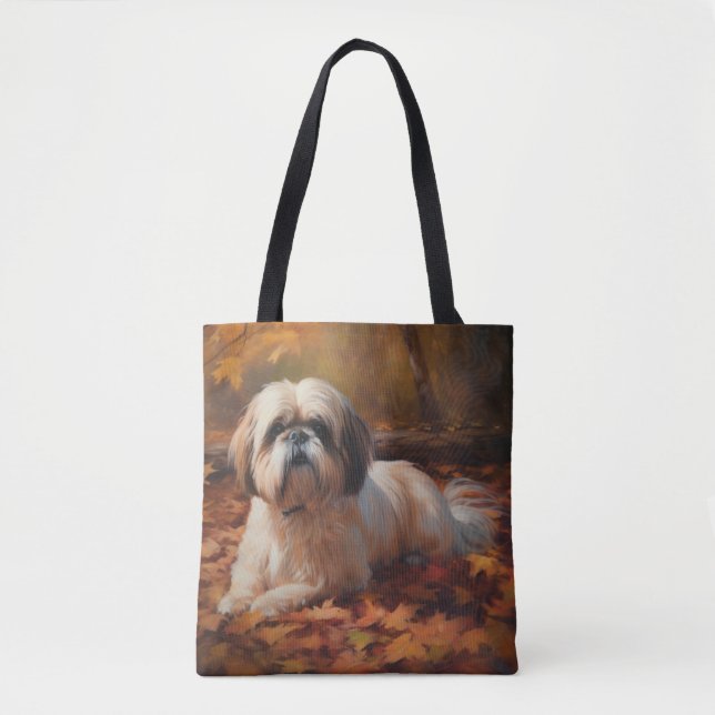 Tote Bag Shih Tzu à l'automne Feuilles automne Inspire (Devant)