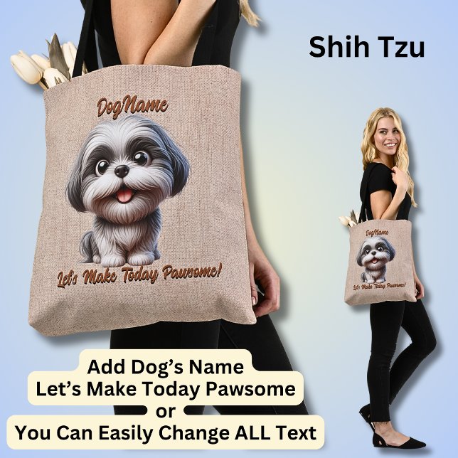 Tote Bag Shih Tzu - Ajouter le nom du chien, modifier le te (Créateur téléchargé)