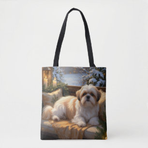 Tote Bag Shih Tzu avec les lumières de Noël