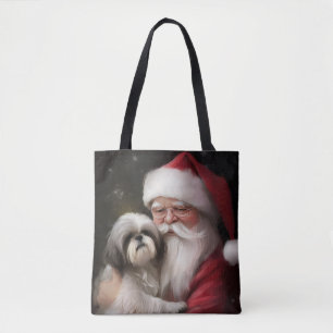 Tote Bag Shih Tzu Avec Noël Festif Du Père Noël