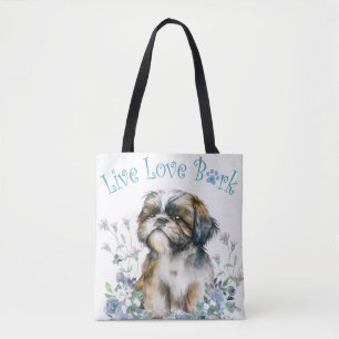 Tote Bag Shih Tzu Chien Maman Florale