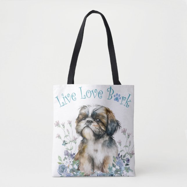 Tote Bag Shih Tzu Chien Maman Florale (Devant)