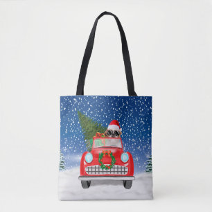 Tote Bag Shih Tzu Chien Voiture De Conduite En Neige Noël
