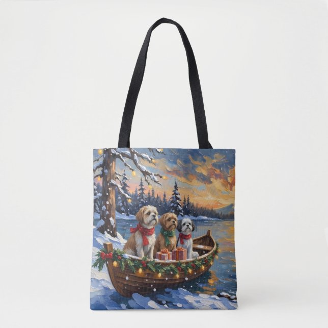 Tote Bag Shih Tzu Christmas Boat Holiday (Devant)