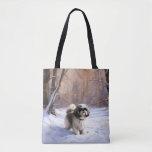Tote Bag Shih Tzu Laisse Neige Noël