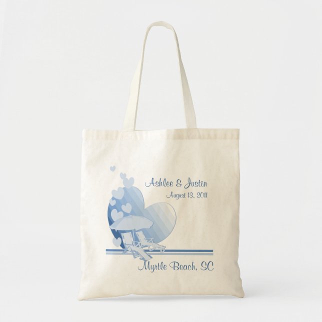 Tote Bag Shore Love Beach Parapluie bleu (Devant)