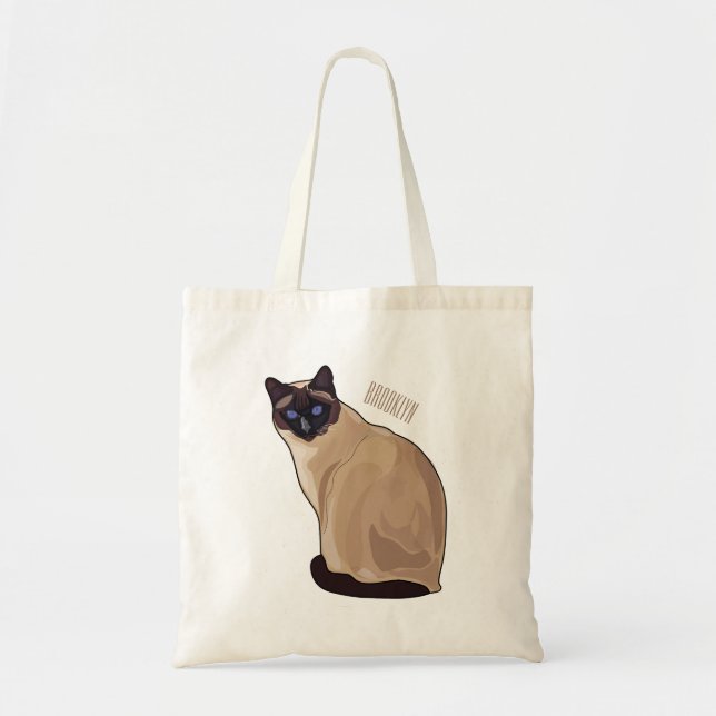 Tote Bag Siamese cat cartoon (Devant)