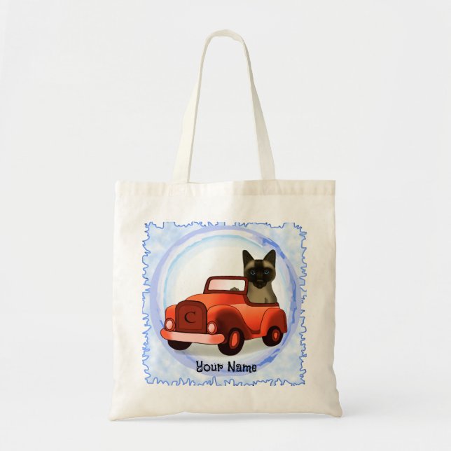 Tote Bag Siamese Cat Driving Car  (Devant)