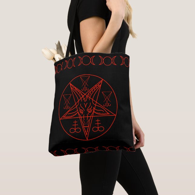 Tote Bag Sigil de Baphomet, Sigil de Lucifer et navire (De près)