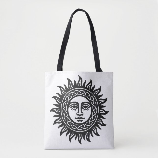 Tote Bag Sigil Visage Solaire – Tee Emblème Soleil Noir (Devant)