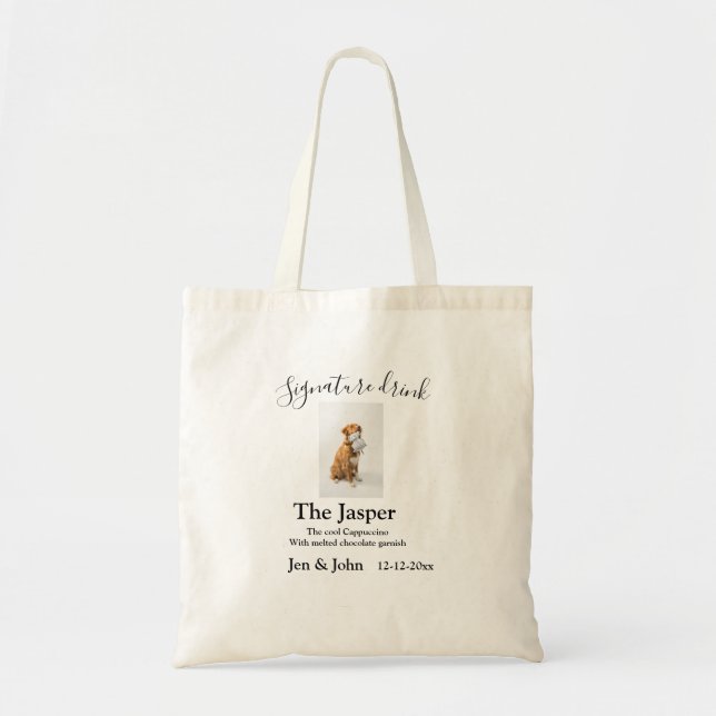 Tote Bag Signature boisson ajouter l'animal photo nom date  (Devant)