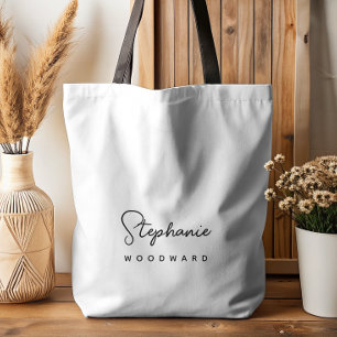 Tote Bag Signature minimaliste moderne noir et blanc