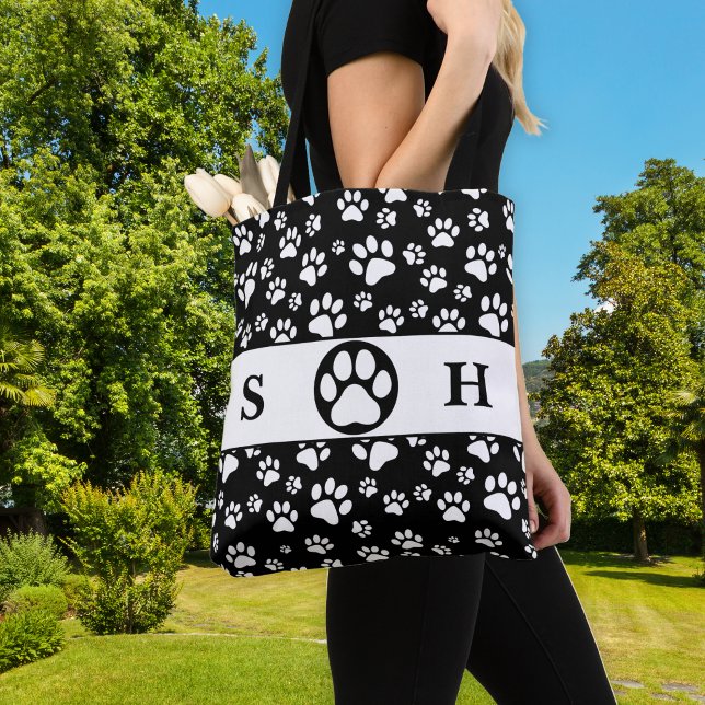 Tote Bag Signature Pattes Noir et Blanc  (Créateur téléchargé)