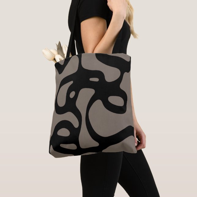 Tote Bag Signaux éloignés : Noir Abstrait et gris (De près)