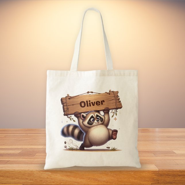 Tote Bag Signe Chubby Raccoon avec nom personnalisable (Créateur téléchargé)