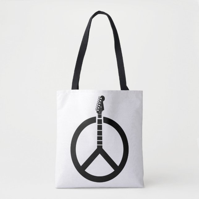 Tote Bag Signe de paix à la guitare (Devant)