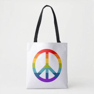 Tote Bag Signe de paix arc-en-ciel