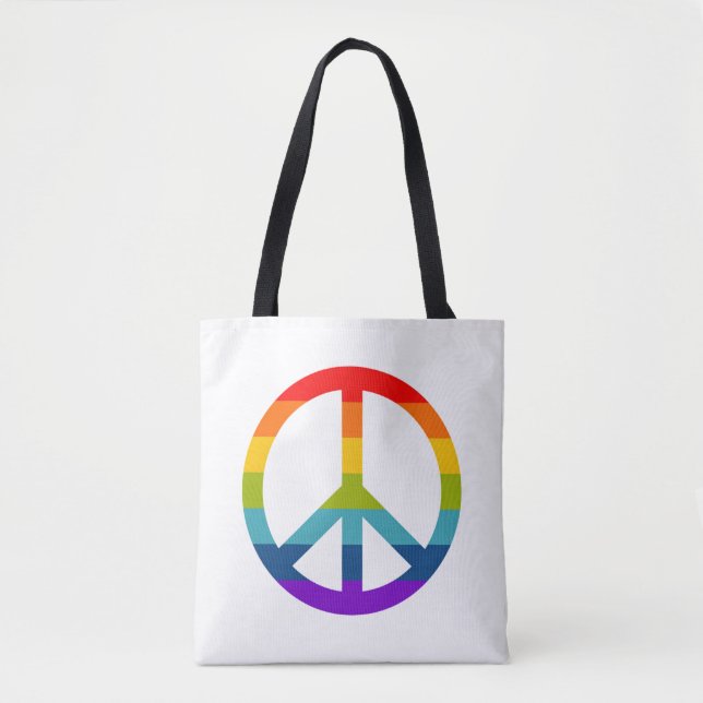 Tote Bag Signe de paix arc-en-ciel (Devant)