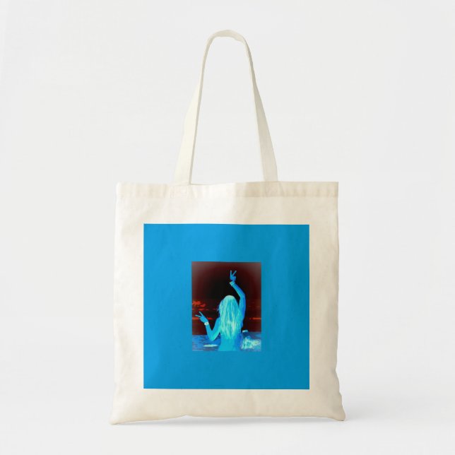 Tote Bag signe de paix bleu hippie (Devant)