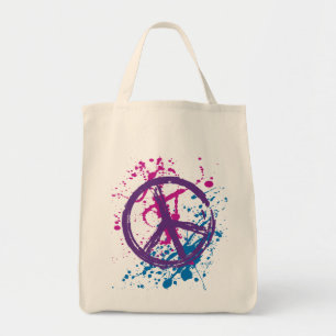TOTE BAG SIGNE DE PAIX DE GRUNGE ET D'ÉCLABOUSSURE