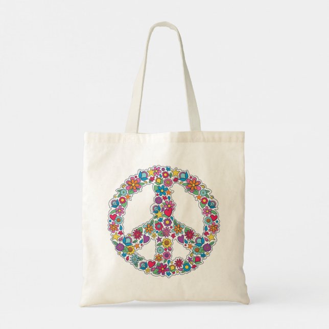 Tote Bag Signe de paix fleur (Dos)