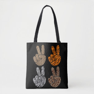 Tote Bag Signe de Paix Mignon Imprimé Animal Enfant Garçon