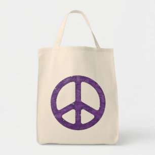 Tote Bag Signe de paix pourpre affligé