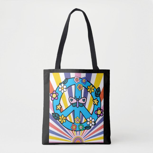 Tote Bag Signe de Paix Rétro (Devant)