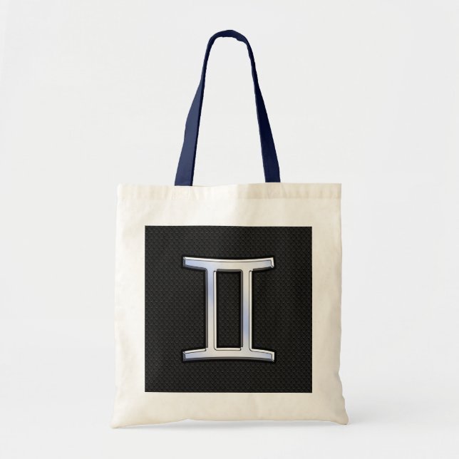 Tote Bag Signe du zodiaque Gémeaux moderne chrome (Devant)