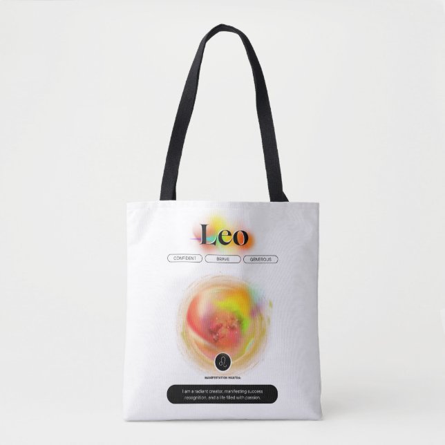 Tote Bag Signe moderne Zodiac Leo Citation | Élément incend (Devant)