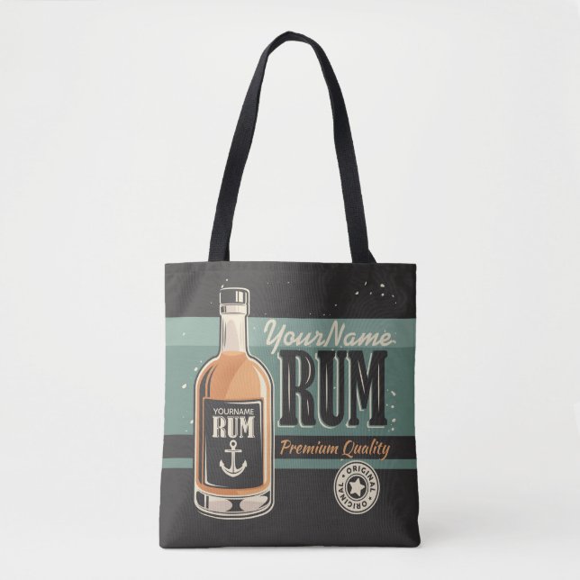 Tote Bag Signe rétro de bouteille de rhum de marin personna (Devant)
