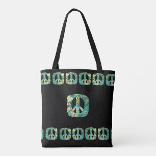 Tote Bag Signes de paix Carrés psychédéliques