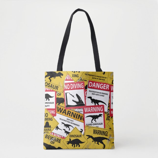 Tote Bag Signes de prudence Dinosaure (Devant)