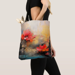 Tote Bag Silence Cramoisi – Pavots Abstraits dans la Lumièr