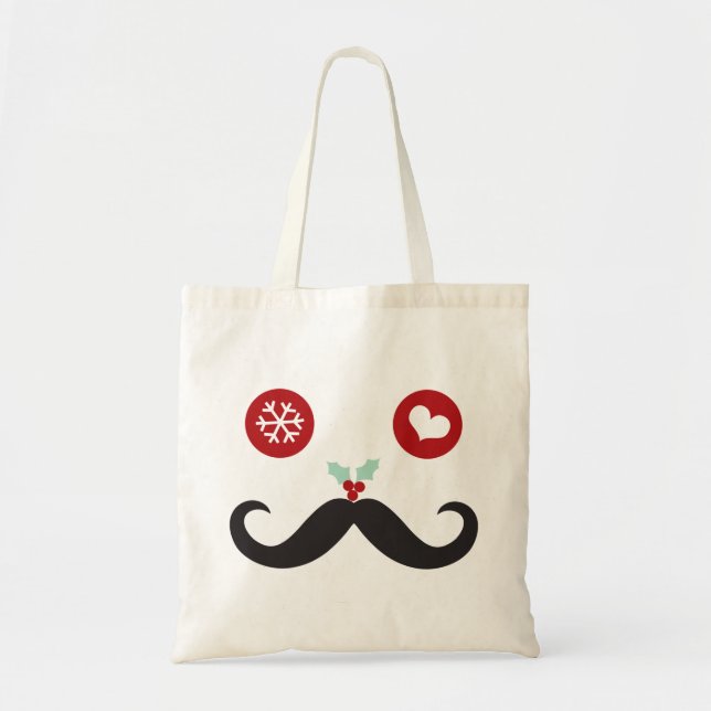 Tote Bag Silencieux Fun Cute Mustache Holiday Custom Bag (Devant)