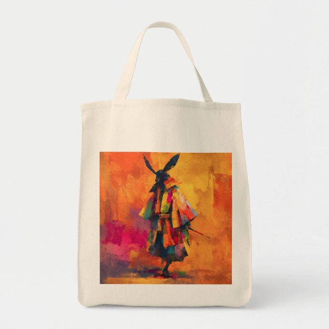 Tote Bag Silhouette Abstraite du guerrier de Samurai (Devant)