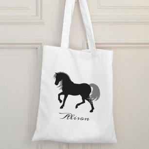 Tote Bag Silhouette animale élégante Cheval noir personnali