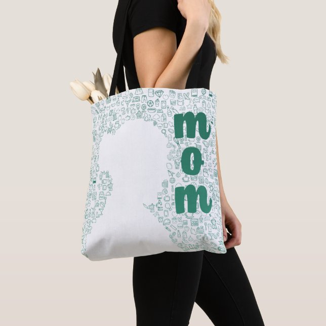 Tote Bag Silhouette blanche d'une maman (De près)