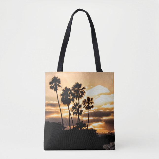 Tote Bag Silhouette Coucher De Soleil À San Diego (Devant)