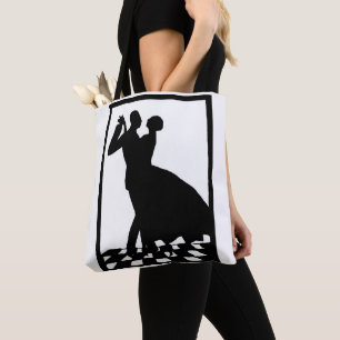 Tote Bag silhouette couple dancing in the dark