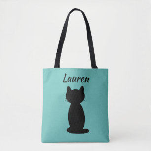 Tote Bag Silhouette de chat noir personnalisé
